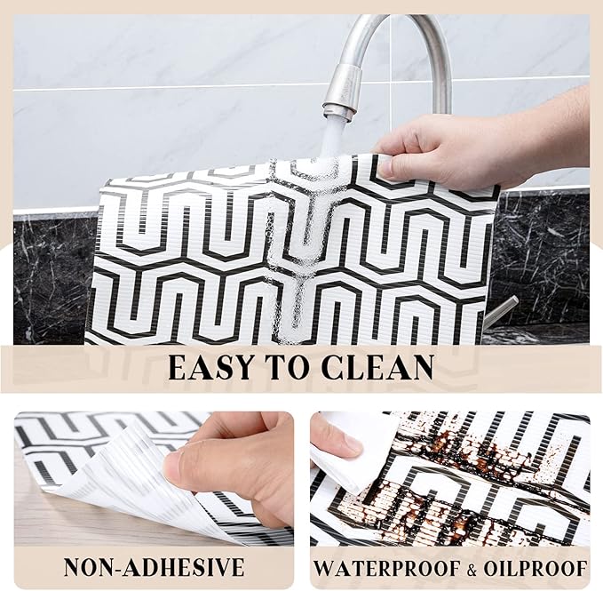 Glotoch Shelf Liner 17.5" x30 ft- Non Adhesive Refrigerator, Kitchen, Drawer Liners, Waterproof and Durable Fridge Table Place Mats for Cupboard, Cabinet, Drawer Liner，White Labyrinth
