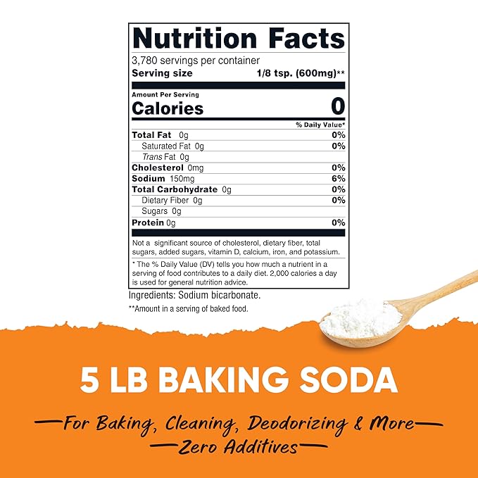 Nutricost Pantry Baking Soda (5 LBS) - For Baking, Cleaning, Deodorizing, and More