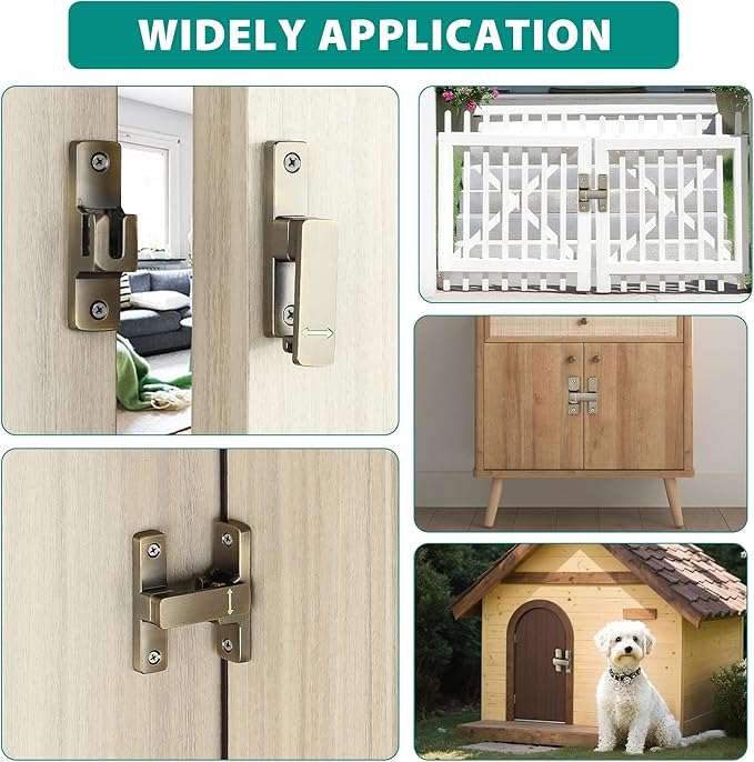 90/180 Degree Flip Latch Gate Latch, Heavy Duty Black Safety Door Lock Enhanced Security Flip Latch Lock Hardware for Interior Door Front Door Barn Garden Fence Window Bathroom Cabinet