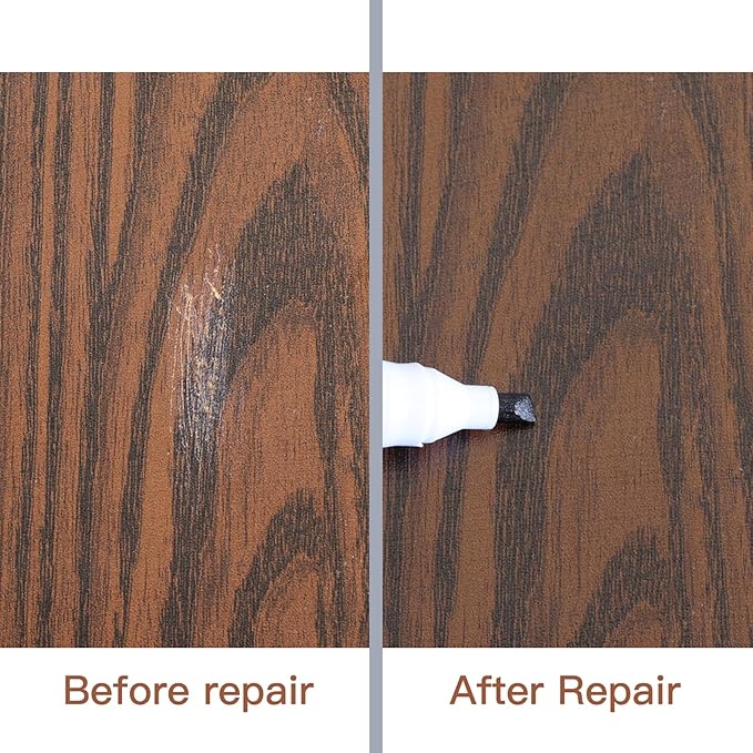 DEWEL Furniture Markers Touch Up, Upgrade Wooden Furniture Repair Kit, Premium Wood Scratch Repair Markers and Wax Sticks for Wood Stains Scratches Hardwood Floors Tables, Set of 17