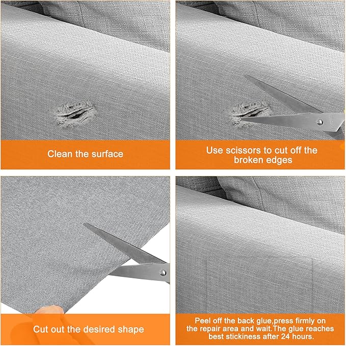 Repair Patches Repair Tape Self-Adhesive DIY Repair Patch Linen Gear Patch for Sofa, Furniture, Chair, Clothing,Tents,3.5x79 Inch,Slight Blue