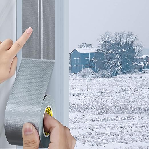 Cloth Duct Window Seal Strip Tape for Winter, 1.89in x 33FT, Weather Stripping Sealing Insulation Tape for Windows and Door, Easy Tear Sealer Draft Blocker Silver