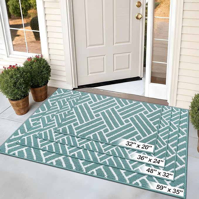 OLANLY Indoor Door Mat, 36x24 Inch, Dirt Resistant and Absorbent, Non-Slip Rubber Backing Floor Mats, Easy Clean Low-Profile Doormat for Entryway, Front Door, and Inside Entrance, Sage Green