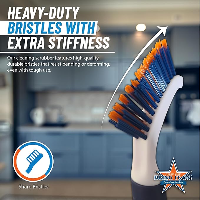 Bring It On Grout Cleaning Brush – Crevice Cleaning Brush with Stiff Nylon Bristles – Heavy-Duty Grout and Tile Cleaner Brush – Scrubbing Brush for Corners, Bathroom, Kitchen, Crevice Gaps