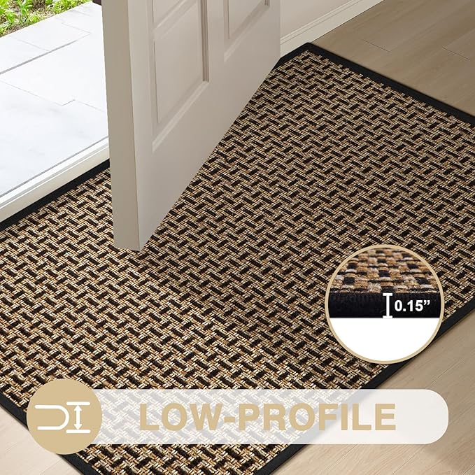 LEKEEPGO Door Mat Indoor Entrance 36"x59", Absorbent Indoor Door Mat Large, Non Slip Rubber Backing Inside Door Mats, Washable Floor Mat, Low-Profile Doormat for Front Door, Entryway, Entrance, Black