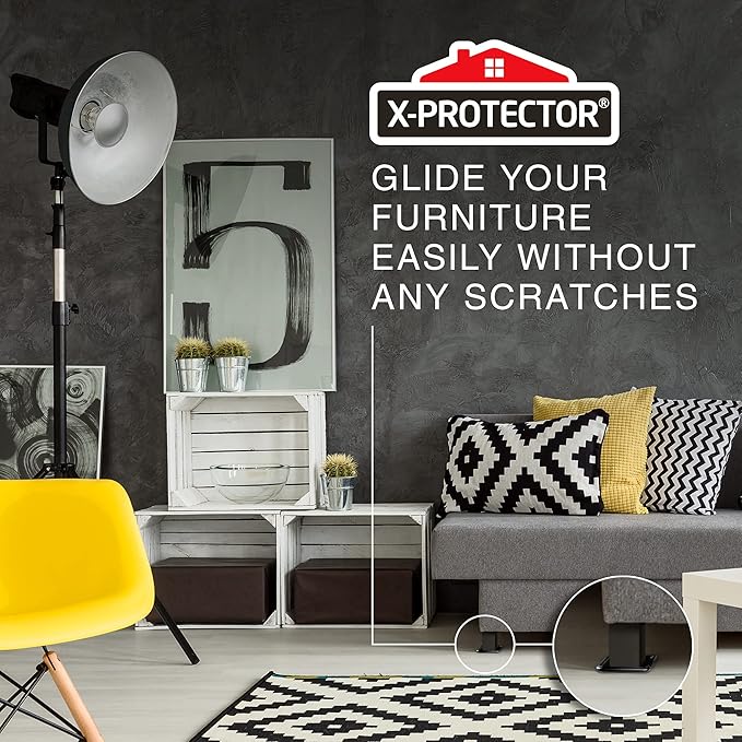 Furniture Sliders for Hardwood Floors X-Protector 12 PCS - 2” Furniture Floor Protectors – Premium Furniture Casters – Carpeted Pads – Moving Furniture Pads Sliders!