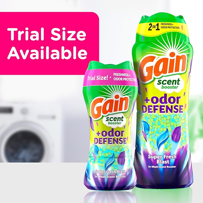 Gain Odor Defense In-wash Scent Booster, Super Fresh Blast scent, 21.1 OZ, 2 in 1 Freshness plus Odor Protection, laundry scent beads