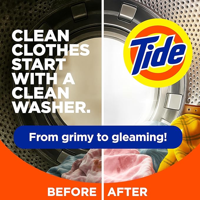 Washing Machine Cleaner by Tide, Washer Machine Cleaner with Oxi for Front and Top Loader Washer Machines, Deep Cleaning Residue & Odor Eliminator, 5 Month Supply (Packaging May Vary)