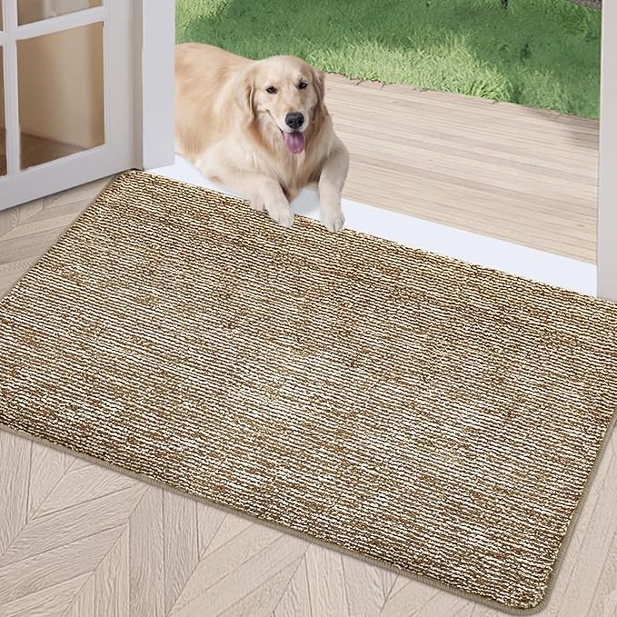 REFETONE Indoor Doormat, Front Door Mat 36"x59" Absorbent Rubber Backing Non Slip Back Door Mats, Washable Low-Profile Inside Floor Mat Door Rugs for Entryway, Resist Dirt Mud Mat for Dogs, Coffee