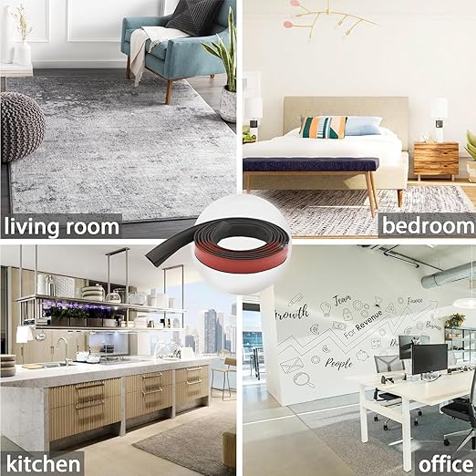 Self Adhesive Carpet Transition Strip with Edge Trim, Designed for Seamless Transitions from Carpet to Tile or Vinyl Floors, Perfect for Doorways.(Black,7ft)