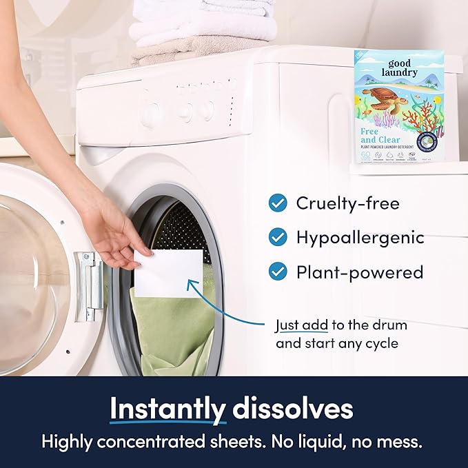 Good Laundry Detergent Sheets Unscented, & Dryer Sheet Bundle - No Plastic Jugs, Eco-Friendly, Zero Harsh Chemicals, Hypoallergenic - Based in the USA