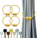 Hion Magnetic Curtain Tiebacks Golden 4 Pack, Curtain Tiebacks Buckles Holdbacks Holders Hooks Clip for Home Bedroom Office Decorative Thick or Thin Curtain