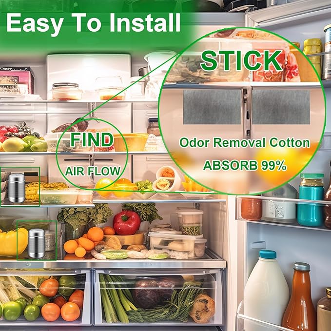 Refrigerator Deodorizer Refrigerator Odor Eliminator Fridge Deodorizer Compact Size Potable Deodorizer Odor Eliminator Lasts for 10 Years (Large, 1pc)