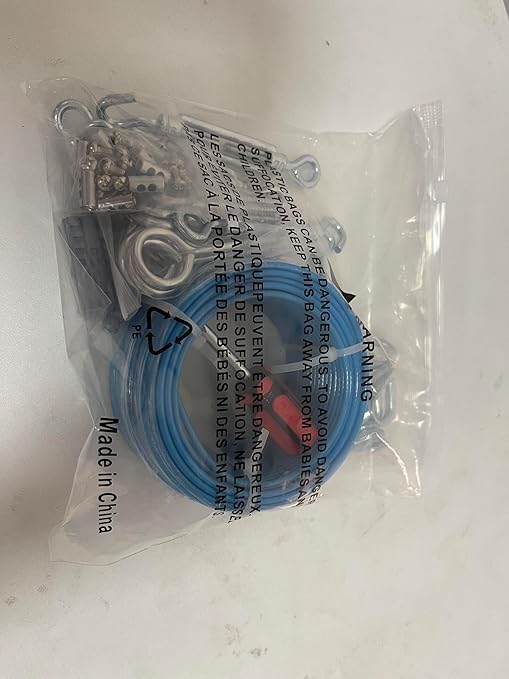 Turnbuckles for Cables Wire, 1/8" X 100Ft Blue PVC Coated Wire Rope Kit, Multi-use Steel Cable for Grape Vines/Clothes Line Outdoors for T Post/String Light Hanging/Garden Wire