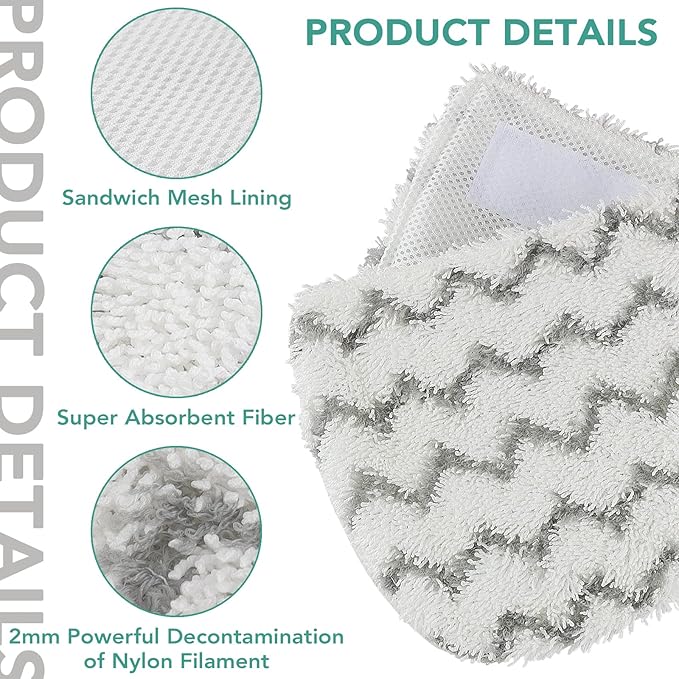 Sgizoku S1000 S2001 Steam Mop Replacement Pads for Shark Steam Mop S1000 S1000A S1000C S1000WM S10001C S1200 & S2001 SteamSpot Steam Mop - Dirt Grip, Washable & Reusable for All Floor Clean - 5Pack
