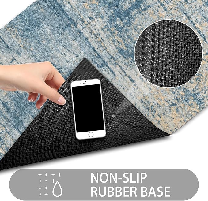 Ultra Thin Door Mat Indoor Entrance, 1/10 in Thin Door Mats for Inside Entry, Non-Slip Rubber Backing Washable Doormat, Fade Resistant, Absorbent, Low Profile Dirt Trapper, 30"X17",Distressed