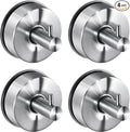 JOMOLA Brushed Stainless Steel Shower & Bathroom Hooks - No Drill Adhesive-Free Suction Cup Hardware, Rustproof Waterproof Metal Wall Mount for Towel Robe, Damage-Free (4-Pack)
