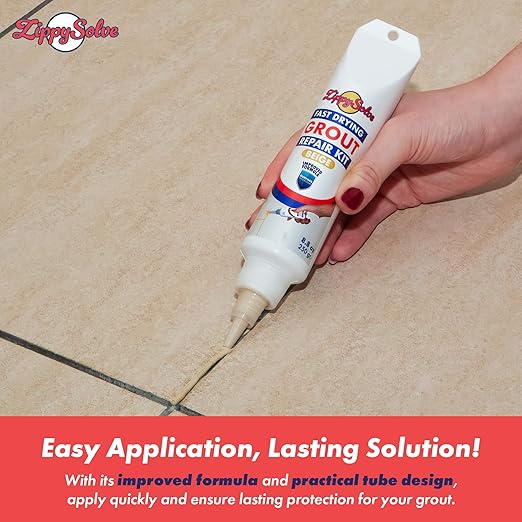 Tile Grout, Repair Kit, 2 Pack Grout Filler, Restore & Renew Tile Joints Line, Fast Drying Tile Grout Paint Squeeze Tube for Bathroom Shower Kitchen Floor, Waterproof (17.6 oz, Beige)