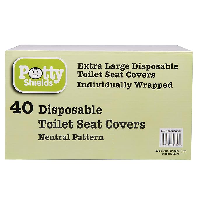 Toilet Seat Covers Disposable (40 Pack) - XL Waterproof Toilet Cover for Toddlers, Kids & Adults - Portable & Individually Wrapped for Travel, Potty Training, Vacations, Public Restrooms