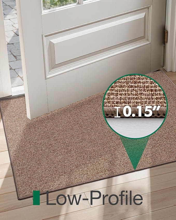 LUMI Indoor Door Mat 36"x59", Ultra Thin Low Profile Non-Slip Doormat for Home Entrance, Absorbent & Stain-Resistant Welcome Mats, Washable Entryway Mat for Front Door, Patio, Porch, Camel