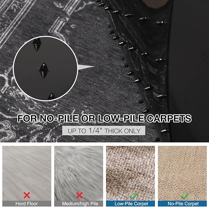Chair Mat for Carpet, 36" x 48" Desk Chair Mat for Carpeted Floors, Non-Slip Office Vinyl Mat for Carpet with Studded, Easy Glide Heavy Duty Floor Protector Mat for Home Office, Black
