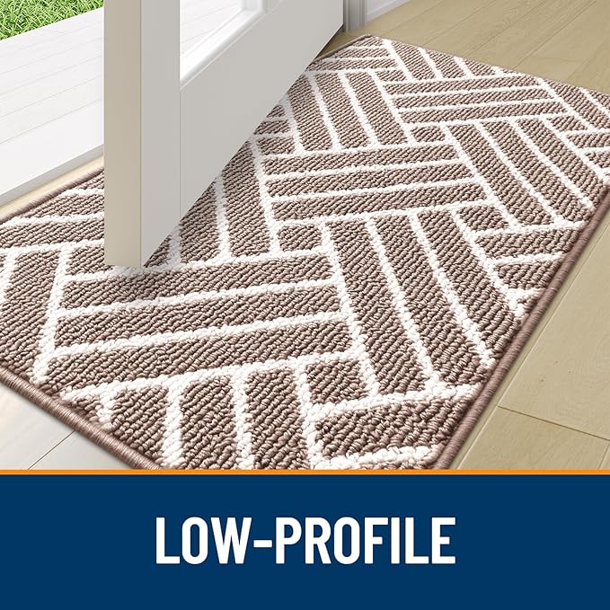 OLANLY Indoor Door Mat, 48x32 Inch, Dirt Resistant and Absorbent, Non-Slip Rubber Backing Floor Mats, Easy Clean Low-Profile Doormat for Entryway, Front Door, and Inside Entrance, Brown