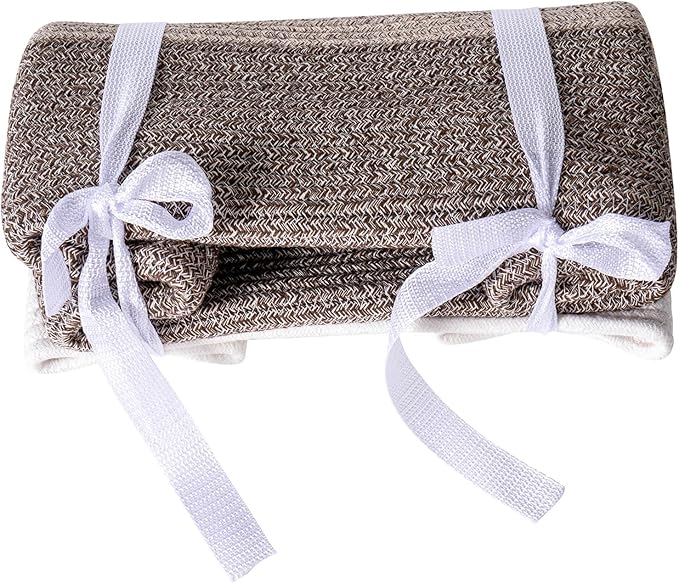 Storage Baskets for Clothes Fabric Cotton Rope Storage Basket with Handles, Decorative Woven Basket for Living Room,Closet Organizer Blankets, and 2bags (Gradient Brown, L14×W11×H14)