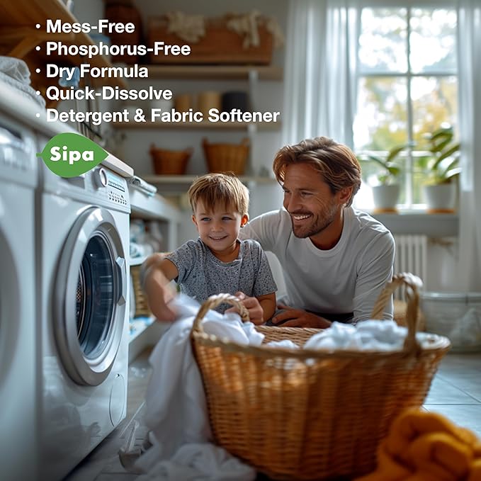 Pack of 5 SIPA Laundry Detergent Sheets Bag - 30 Sheets, Up to 60 Loads, Lily of the Valley Scent, Phosphorus-Free, High Efficiency, (30 Count (Pack of 5))