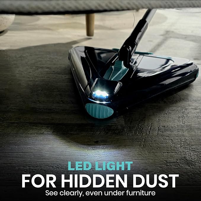 Zippi Sweeper Max Plus - 2025 Version Lightweight Sweeper, Triangular Design Allows for Sweeping in Corners, Perfect for Short Carpet Hardwood and Tile, LED Light, 1 Hr Cleaning Time