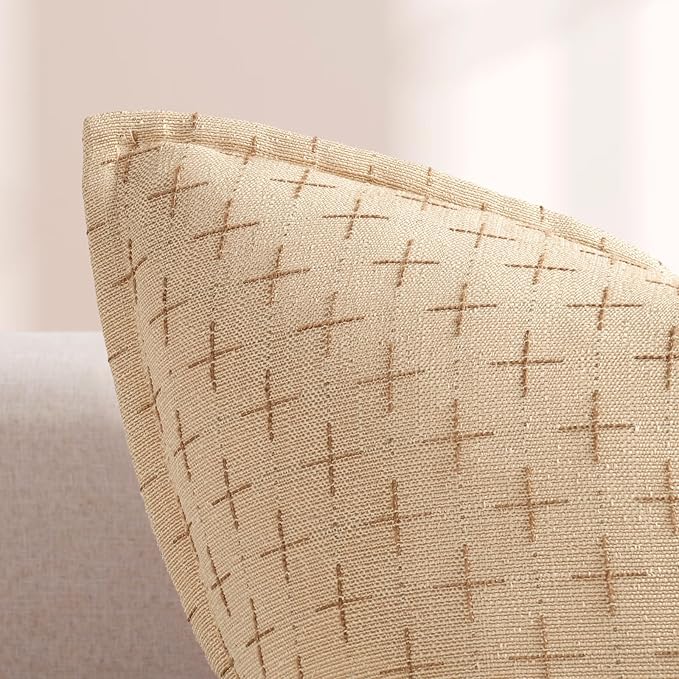 ZWJD Pillow Covers 16x16 Set of 2 Soft Polyester Textured Pillow Covers with Stylish Flange Edge Cozy Farmhouse Throw Pillows for Couch Bed Sofa Living Room