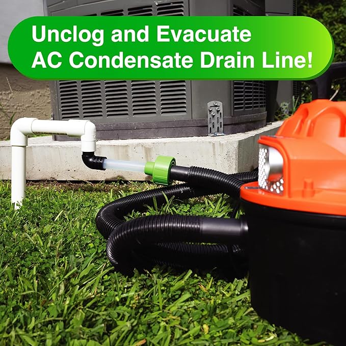 AC Drain Line Cleaner Adapter Evacuates & Unclog AC Drain Line - HVAC to PVC AC Drain Line Cleaner Tool - Universal Fit AC Drain Line Unclogger - AC Drain Line Cleaning Tool - Clear Visibility
