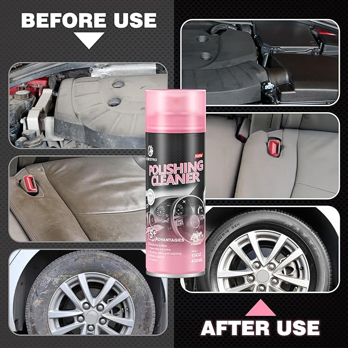 Car interior protectant Spray-Repels Dust & Staining,Restores & Protects Plastic, Vinyl, Leather - UV Guard, Anti-Aging, Long-Lasting Gloss, Exterior & Interior Car Polishing Cleaner (2 x 15oz)