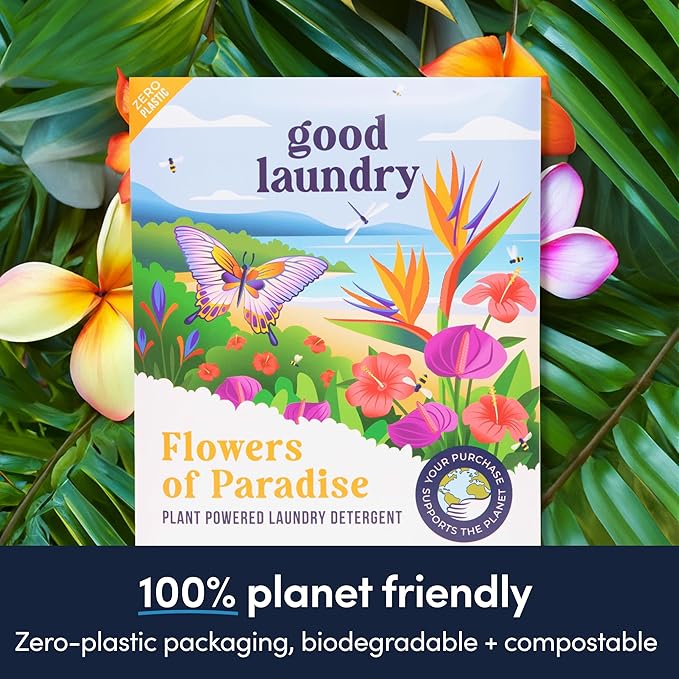 Good Laundry Flowers of Paradise Detergent Sheets, Scent Booster, & Dryer Sheet Bundle - No Plastic Jugs, Eco-Friendly, Zero Harsh Chemicals, Hypoallergenic - Based in the USA