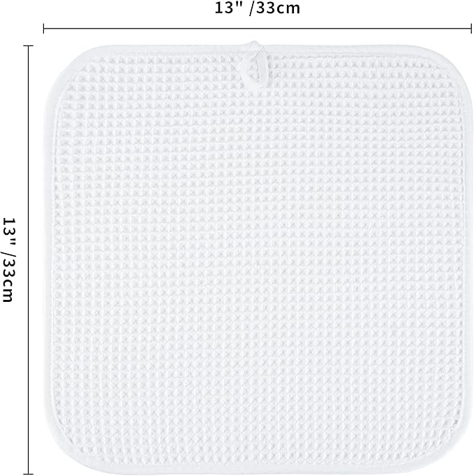 Microfiber Waffle Face Towels, 2 Pieces, Soft, Absorbent, Fast Drying, Lint Free (White)