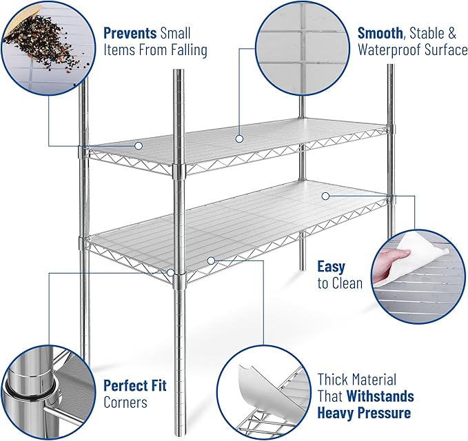 Shelf Liners for Wire Shelf System: Set of 5 in Graphite: 13.4 x 23.2 inch: Plastic Wire Shelving Shelf Mats