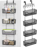 HapiRm Over The Door Organizer - Hanging Door Organizer with 4 Metal Large Capacity Baskets and Adjustable Coat Hook for Bathroom Bedroom Kitchen Pantry Closet Cabinet