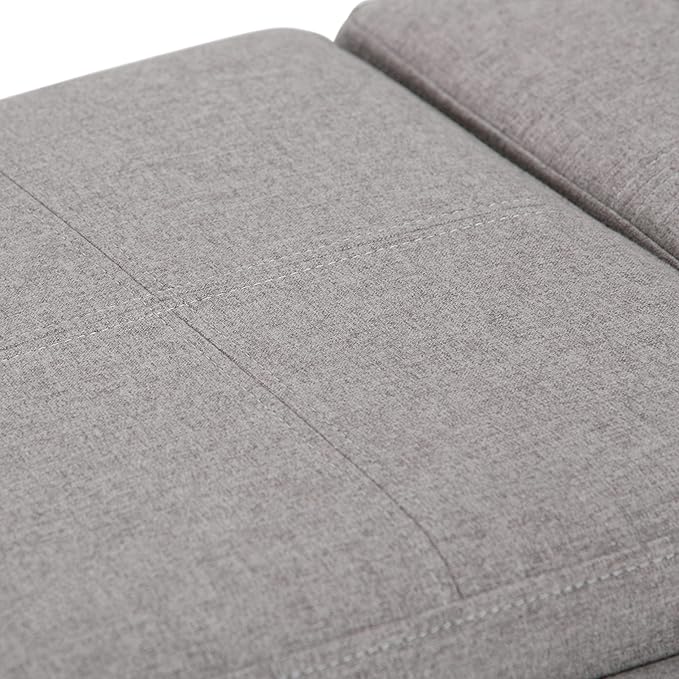 SIMPLIHOME Avalon 42 inch Wide Contemporary Rectangle Storage Ottoman in Cloud Grey Linen Look Fabric, Assembled, for the Living Room, Entryway and Family Room