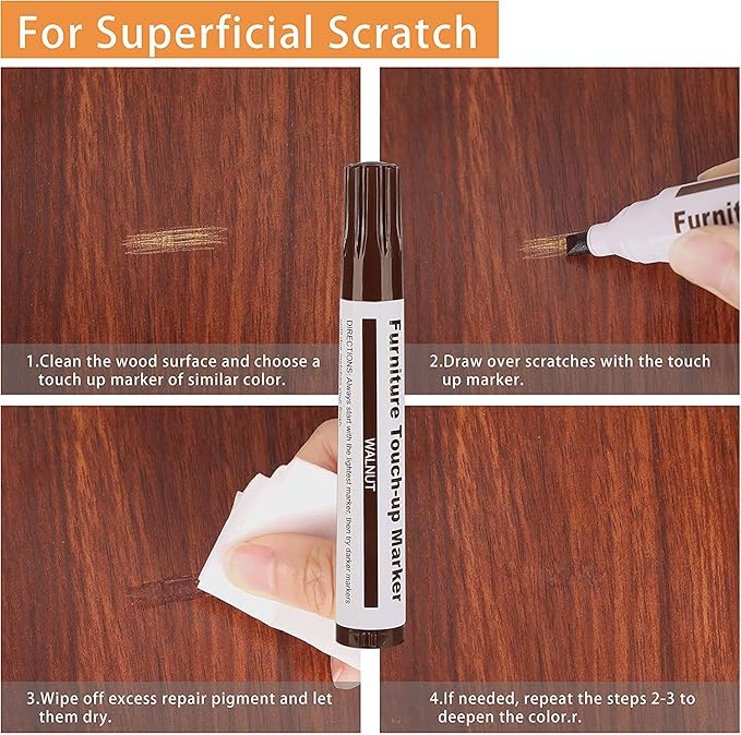 Furniture Markers Touch Up, Lifreer 21 Pcs Wood Filler Floor Scratch Repair Kits, Wood Markers and Wax Stick with Sharpener Kit for Funiture Repair,Floor Scratch