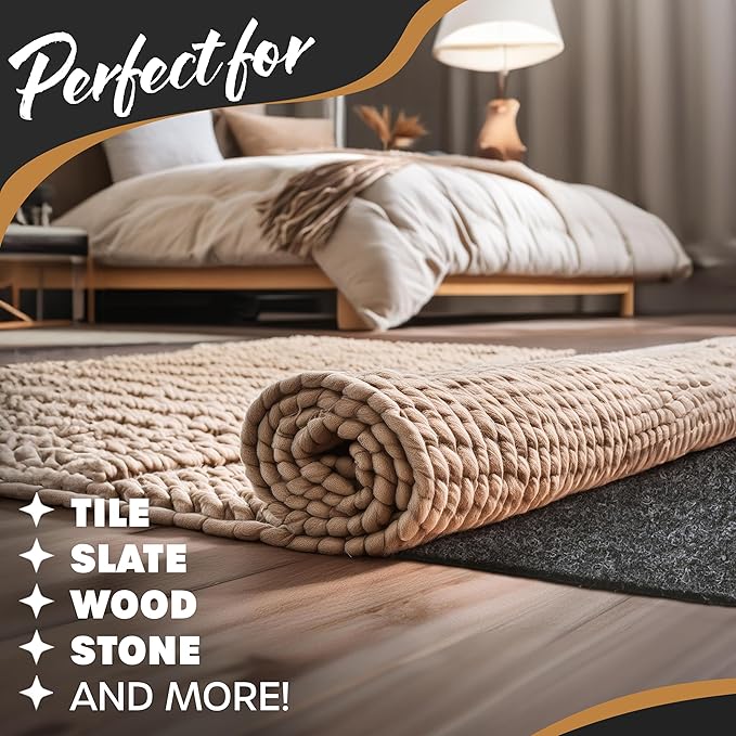 Nevlers 1/4" Felt Rug Pad 8 x10 Ft| Rug Pad Non Slip Felt & TPO | Area Rug Padding 8x10 Anti Skid Rug Gripper | Non Slip Rug Grippers for Area Rugs on Hardwood Floors | Rug Stoppers to Prevent Sliding