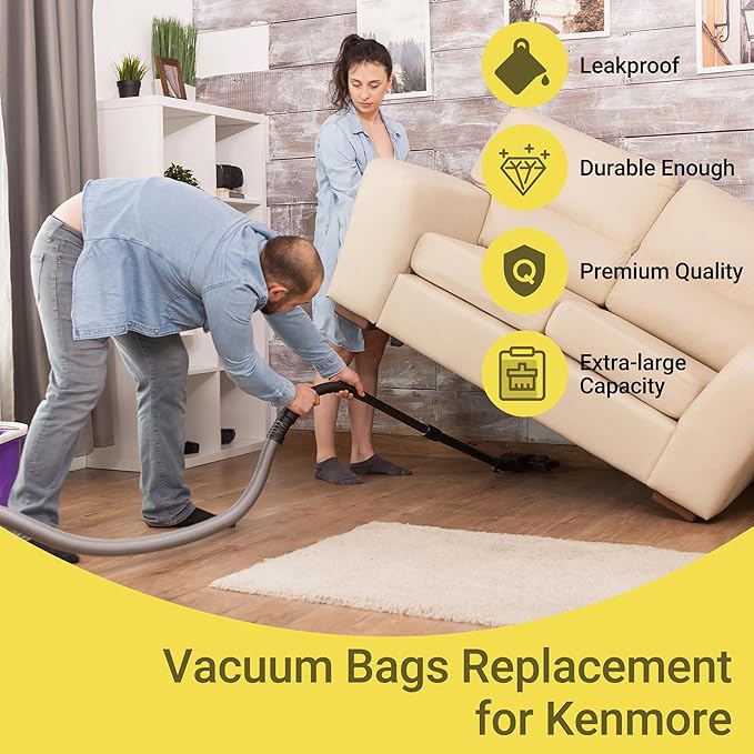 50558 Vacuum Cleaner Bags Replacement for Kenmore Canister Type C/Q 5055, 50555, 50557, 50558 and Pana·sonic Type C-5, C-18, 200 Series, 400 Series, 600 Series, 800 Seires Vacuum - 30 Pack