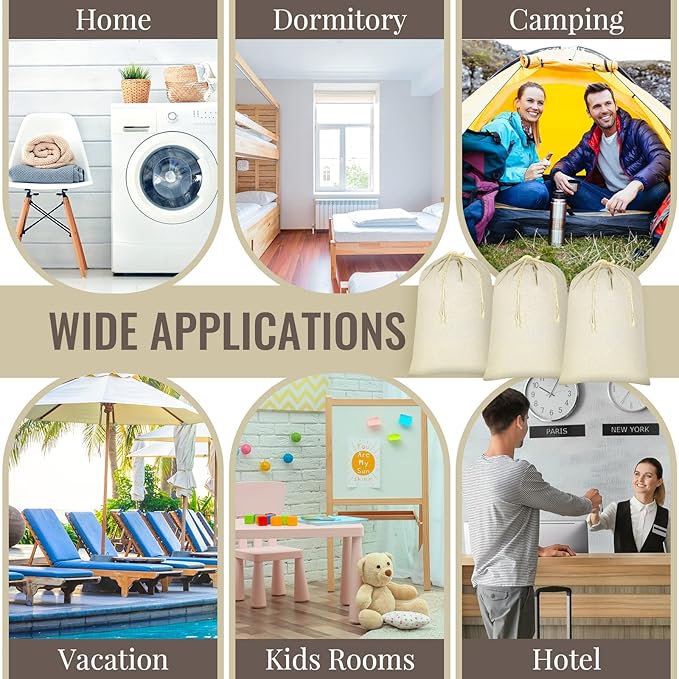 4 Pieces 28" x 36" Canvas Laundry Bags Bulk Large Cotton Laundry with Drawstring Heavy Duty Hamper Liner Washable Dirty Clothes Santa Bag for Travel Household