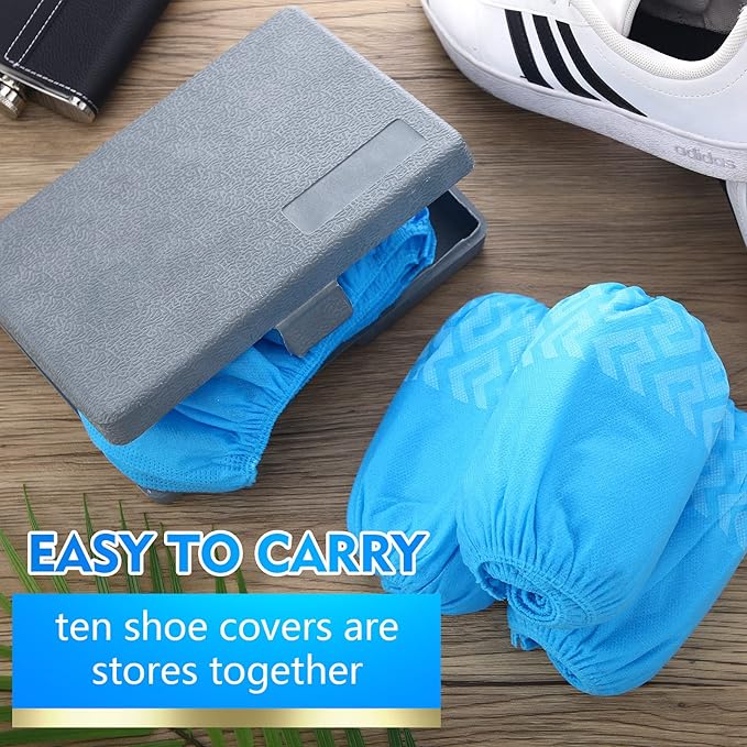 Zhanmai 300 Pack Disposable Shoe Covers Non Slip Disposable Large Foot Booties Shoe Covers for Indoors Contractors Floor and Carpet Protectors, One Size Fits Most(Blue)