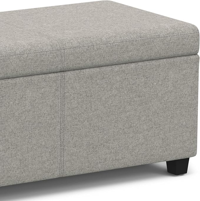 SIMPLIHOME Avalon 54 inch Wide Contemporary Rectangle Extra Large Storage Ottoman Bench in Cloud Grey Polyester Linen Fabric, Assembled, for The Living Room, Entryway and Family Room