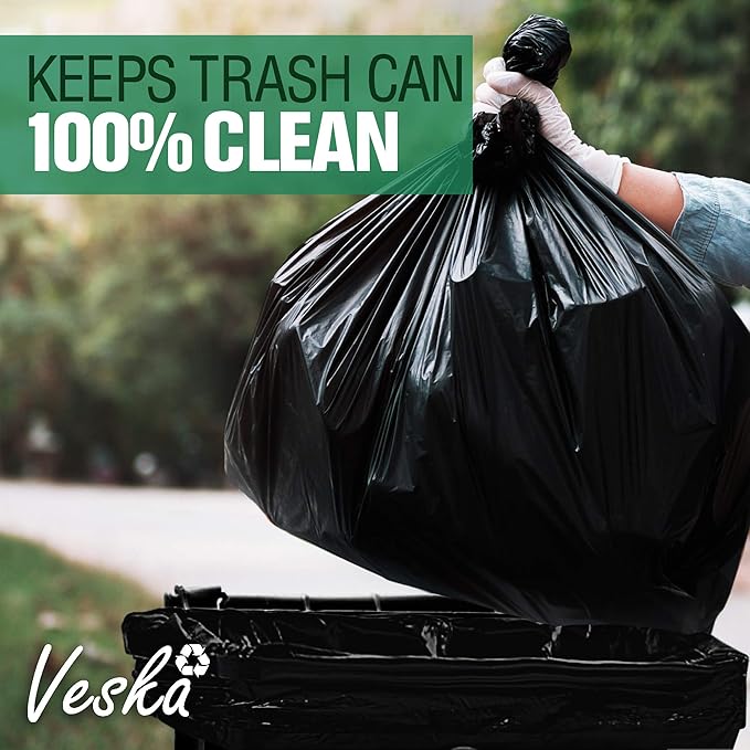 Veska 30-33 Gallon Trash Bags Heavy Duty | 250 Bags Mega-ValuePack | Black Large Trash Bags 30 Gallon - 32 Gallon - 33 Gallon.