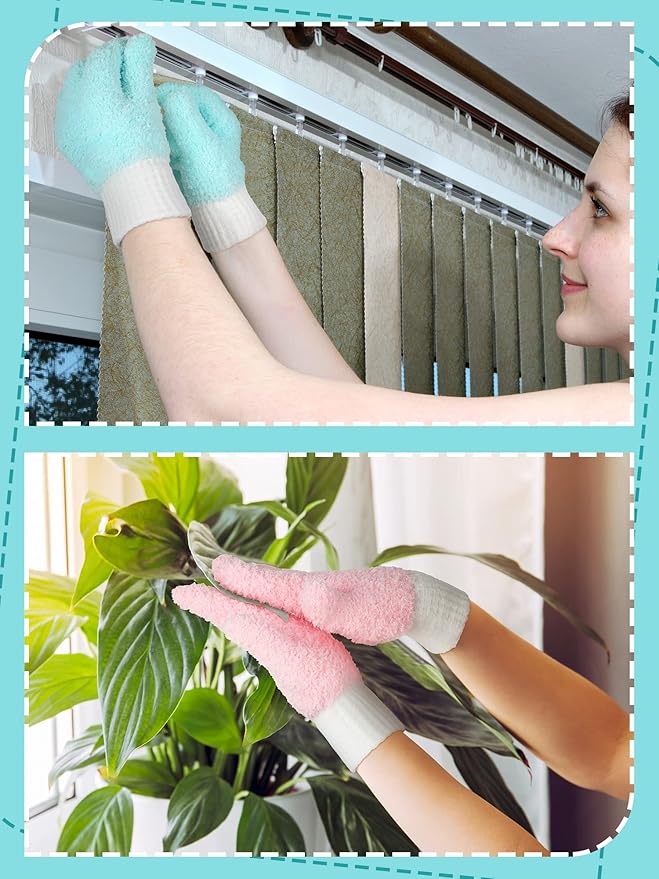 Bencailor 3 Pairs Microfiber Plant Dusting Gloves Leaf Cleaning Gloves for Indoor Plants, Blinds, Furniture, House