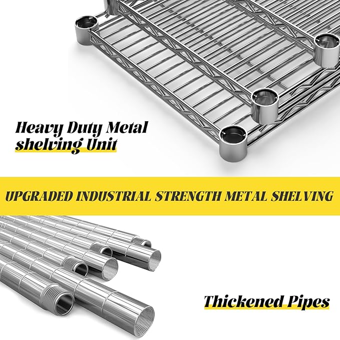 Storage Shelves, 48" L x 20" W x 72" H Heavy Duty Garage Wire Shelving Unit Loads 2000LBS, 5-Tier Adjustable Metal Industrial Utility Shelf Rack for Kitchen, Laundry Room, Basement