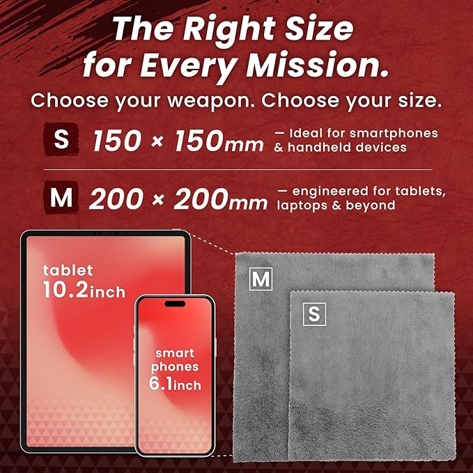 BELLEMOND「Samurai Cloth」Japanese Microfiber Cleaning Cloth | Washable, Reusable, Lint Free Cloth for Phones, Laptops, Lenses, Screens & Electronics | Made in Japan | Medium