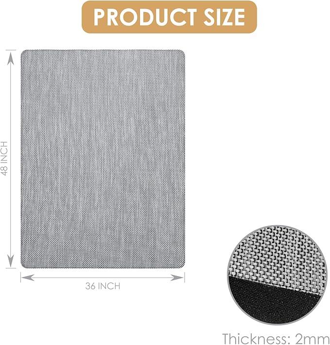 Kuyal Office Chair Mat for Hardwood Floor, 36" x 48" Heavy Duty Desk Chair Mat for Office & Home, Anti Slip, Non-Curve Computer Chair Protector Mat, Light Gray