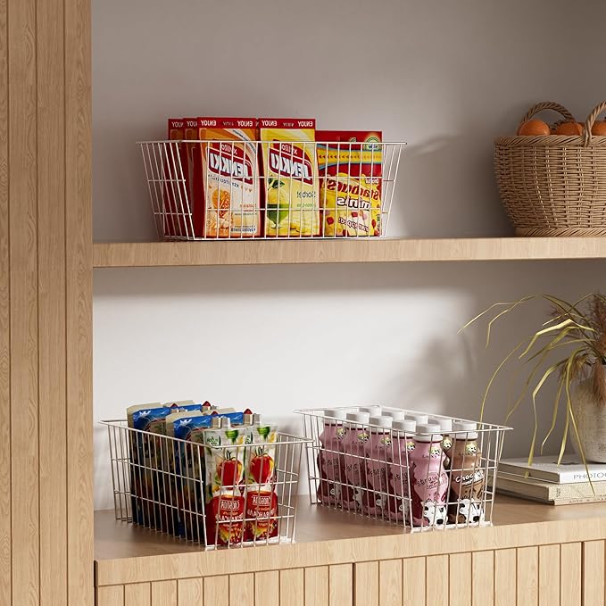 SANNO 15.7in Freezer Baskets Bins - Freezer Storage Containers Organizer for Office, Bathroom, Pantry