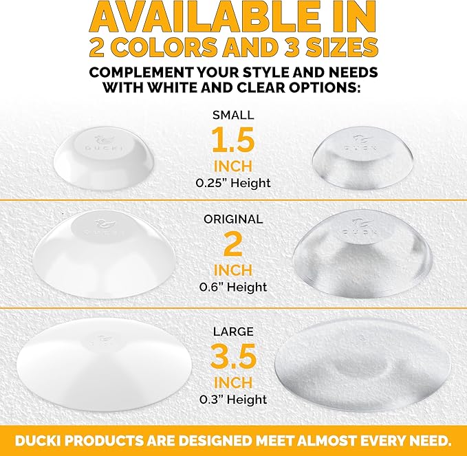 Ducki Wall Protectors -4 Pack White- Self Adhesive, Reusable Solution for Stopping Wall Damage & Noise from Doors, Refrigerators & More in Your Home or Office - Durable, Shock Absorbent & Discreet